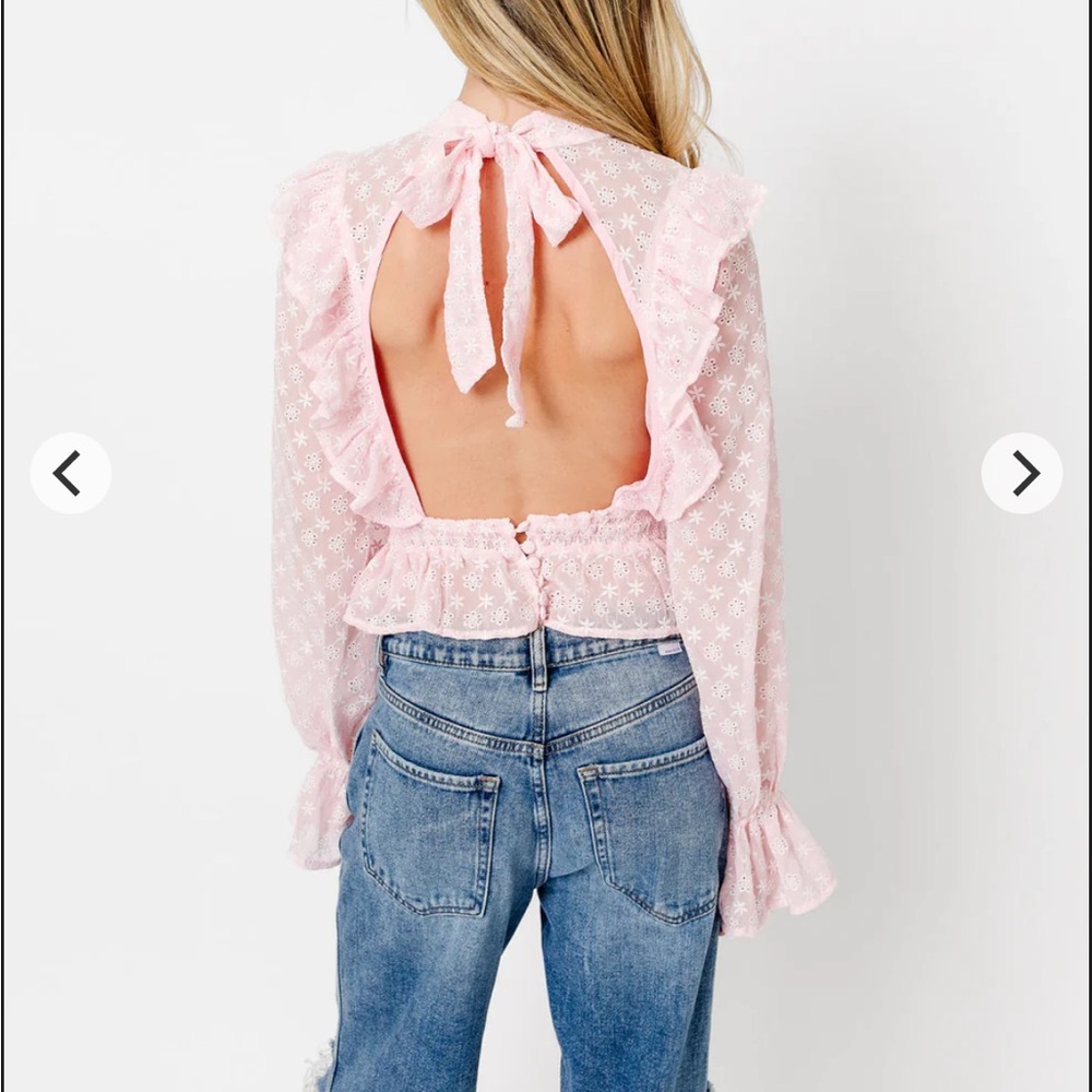 Pink Ruffled Women's Top - Picture 3 of 4